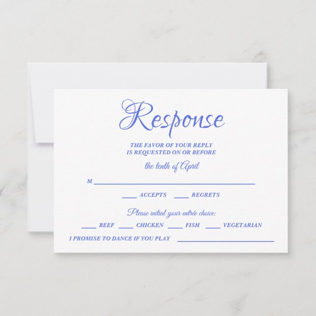 Calligraphie de classe Mariage bleu RSVP Monogramm (Devant)