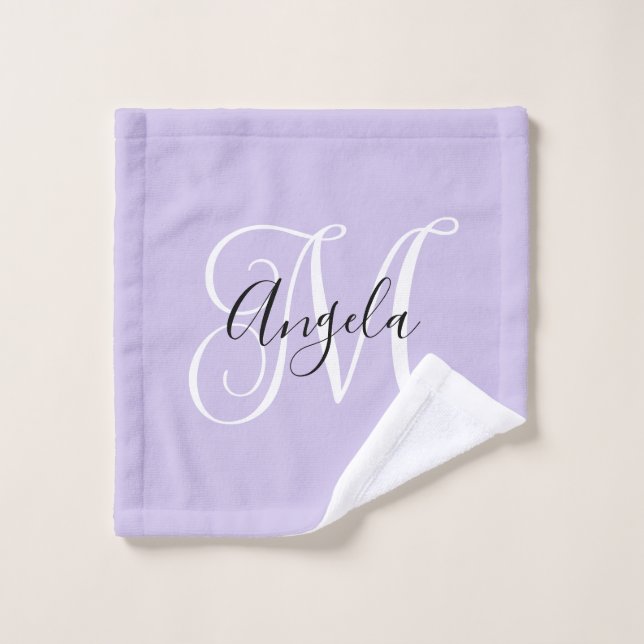 Calligraphie de fille Monogramme Lavande pâle (Gant de toilette)