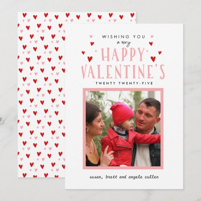 Calligraphie de Little Hearts Saint Valentin Carte (Devant / Derrière)