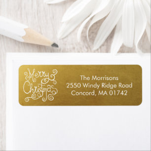 Calligraphie de Noël Whimsical Moderne Swirl Gold
