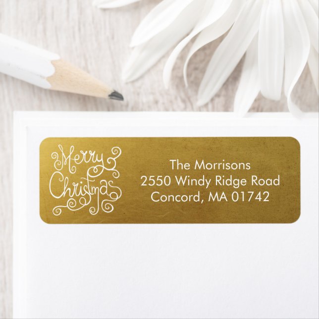 Calligraphie de Noël Whimsical Moderne Swirl Gold (En situation)