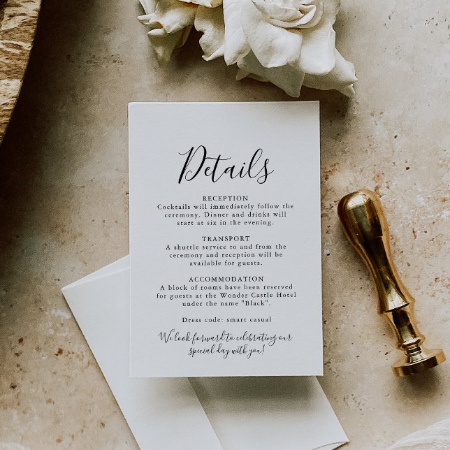 Calligraphie Détails du Mariage officiel Carte de  (Créateur téléchargé)