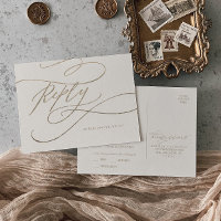 Calligraphie d'or romantique | Menu ivoire Choix R