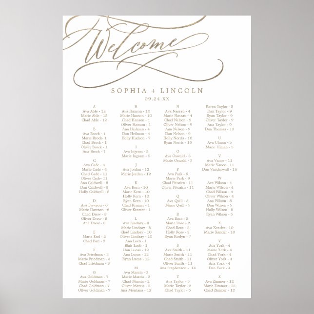 Calligraphie d'or romantique Tableau de siège (Devant)