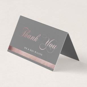Calligraphie d'or rose   Carte de remerciements pl