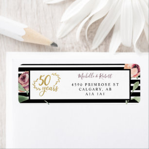 Calligraphie du 50e anniversaire Couleur d'eau ros