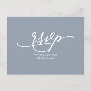 Calligraphie Dusty Blue Wedding Carte postale RSVP
