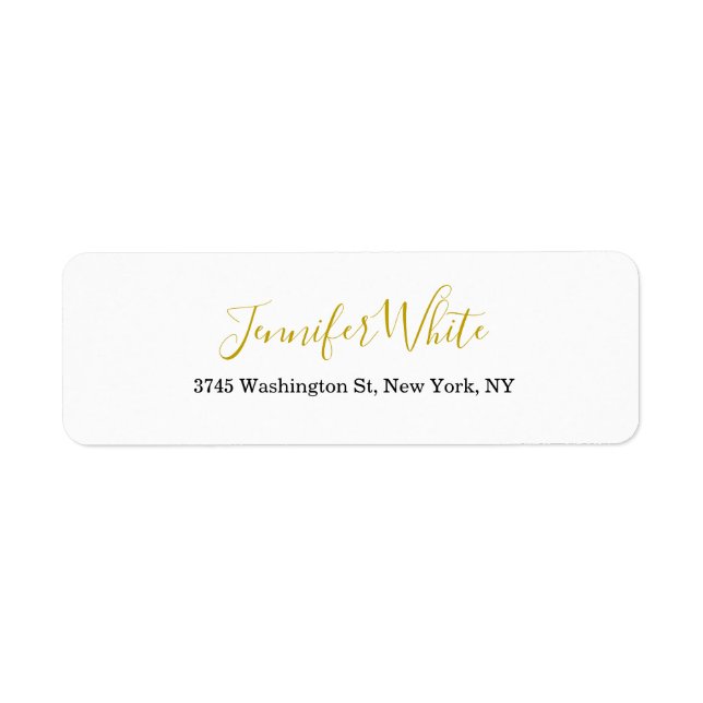 Calligraphie Elegant Or Noir & Blanc Chic Plain (Devant)