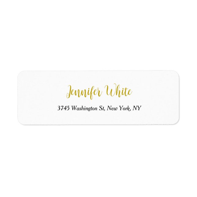 Calligraphie Elegant Or Noir & Blanc Chic Plain (Devant)