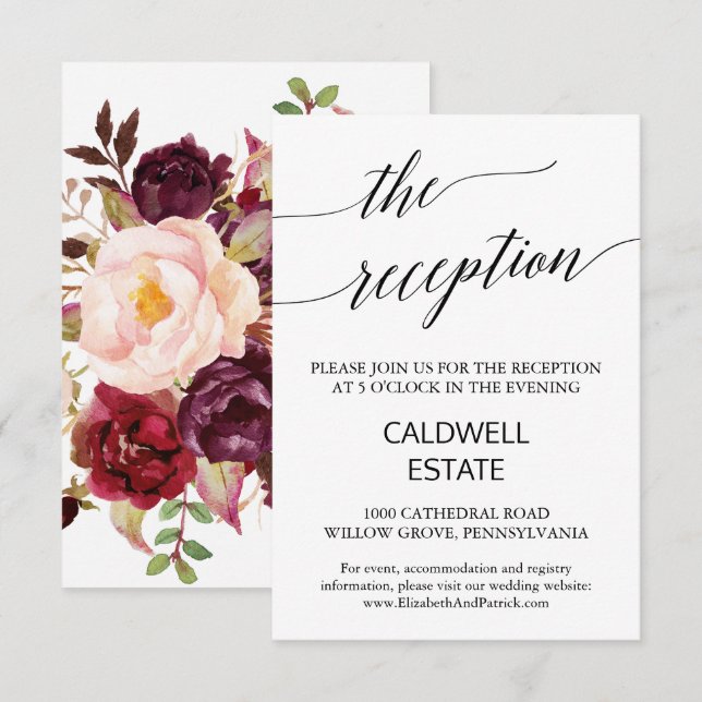 Calligraphie Élégante | Carte de Réception à Dos F (Devant / Derrière)