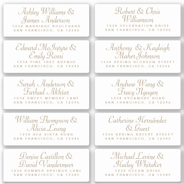 Calligraphie Étiquettes de adresse invités ORDER 6 (Devant)
