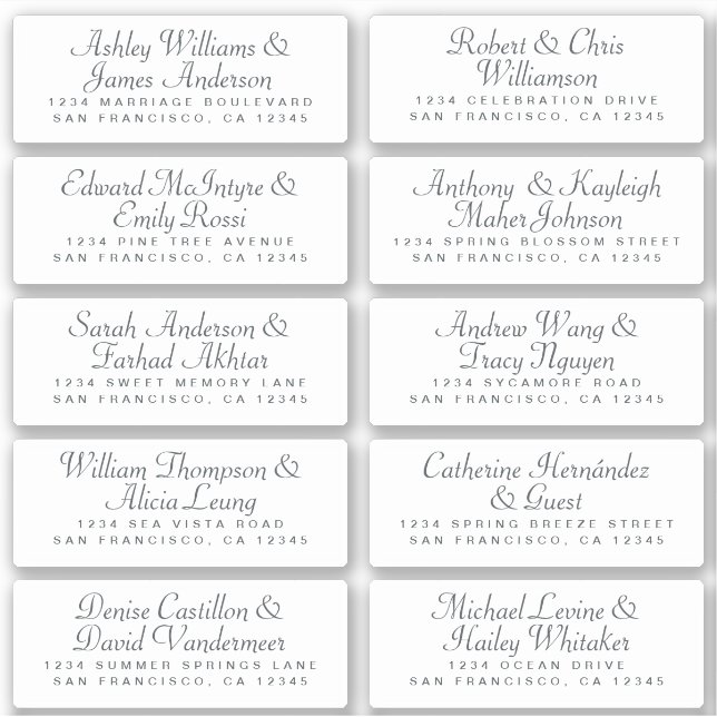 Calligraphie Étiquettes de adresse invités ORDER 6 (Devant)