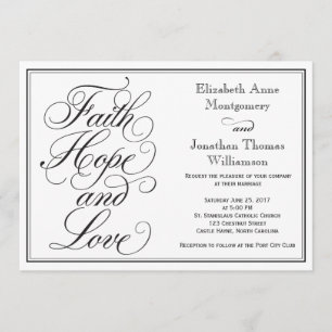 Calligraphie Faith Hope Love Faire-part de mariage