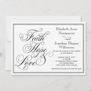 Calligraphie Faith Hope Love Faire-part de mariage