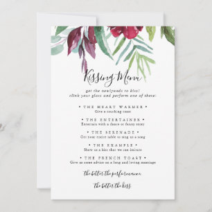 Calligraphie Floral Mariage Kissing Menu Carte de