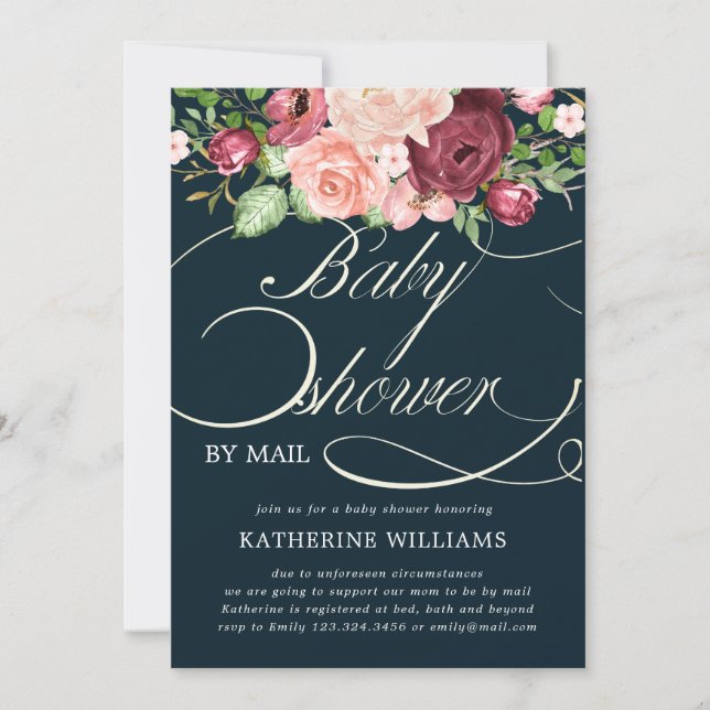 calligraphie florale baby shower par invitation po (Devant)