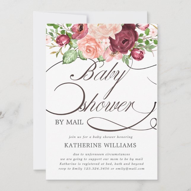 calligraphie florale baby shower par invitation po (Devant)