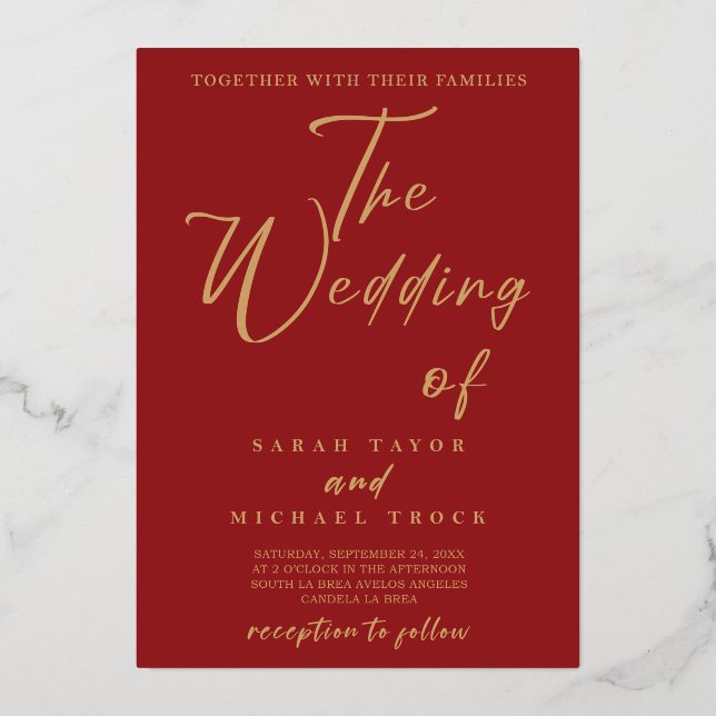 Calligraphie Gold Elegant | Faire-part de mariage  (Recto)