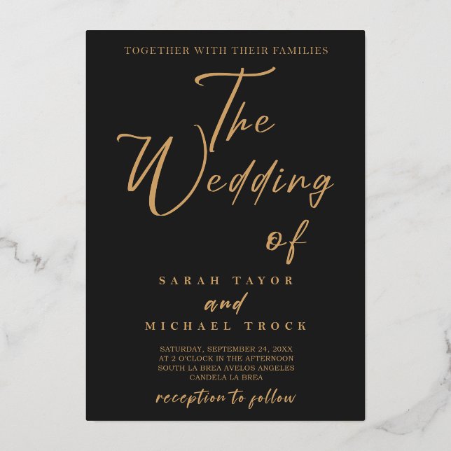Calligraphie Gold Elegant | Invitation Black Matte (Recto)