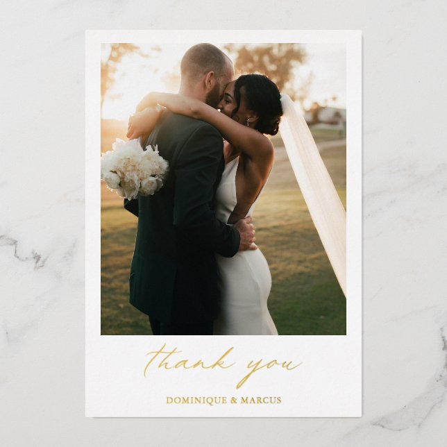 Calligraphie Gold Foil Mariage photo Carte de reme (Recto)
