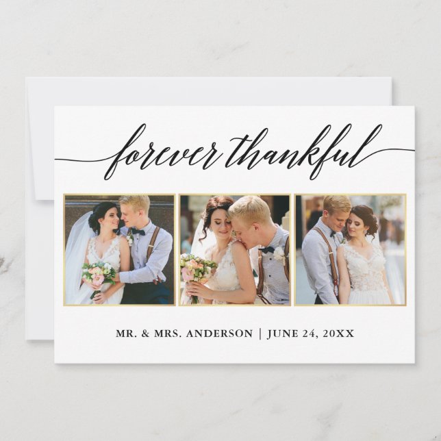Calligraphie Gold Mariage 3 Photo Forever Merci (Devant)