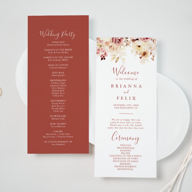 Calligraphie Graceful Floral Wedding Programme (Créateur téléchargé)