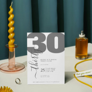 Calligraphie gris minimaliste Invitations d'annive