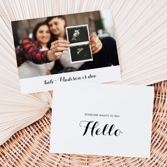 Calligraphie Hello Photo Baby Faire-part Card (Créateur téléchargé)