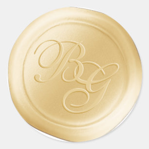 Calligraphie jaune Monogramme Stickers cire