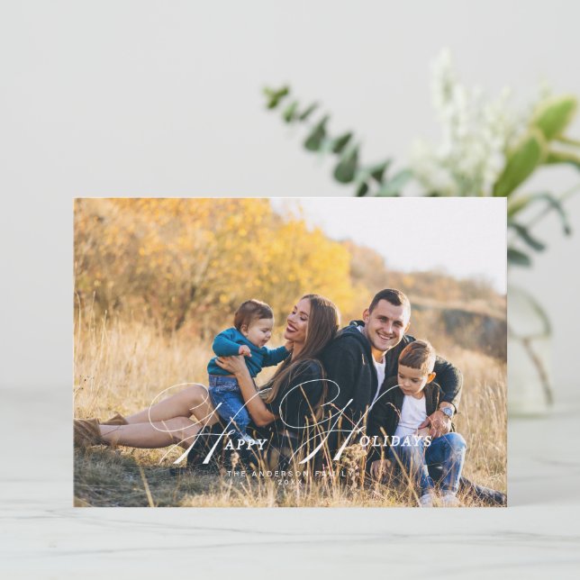 Calligraphie Joyeux Carte photo de vacances (Debout devant)