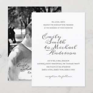 Calligraphie Letterpress PHOTO Mariage Invitations
