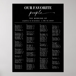 Calligraphie Mariage alphabétique Tableau de siège