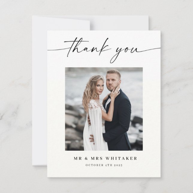 Calligraphie Mariage Carte de remerciements Photo (Devant)