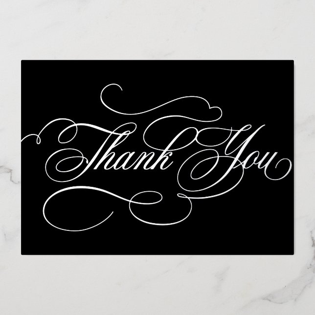 Calligraphie mariage intemporel Argent Carte de re (Recto)