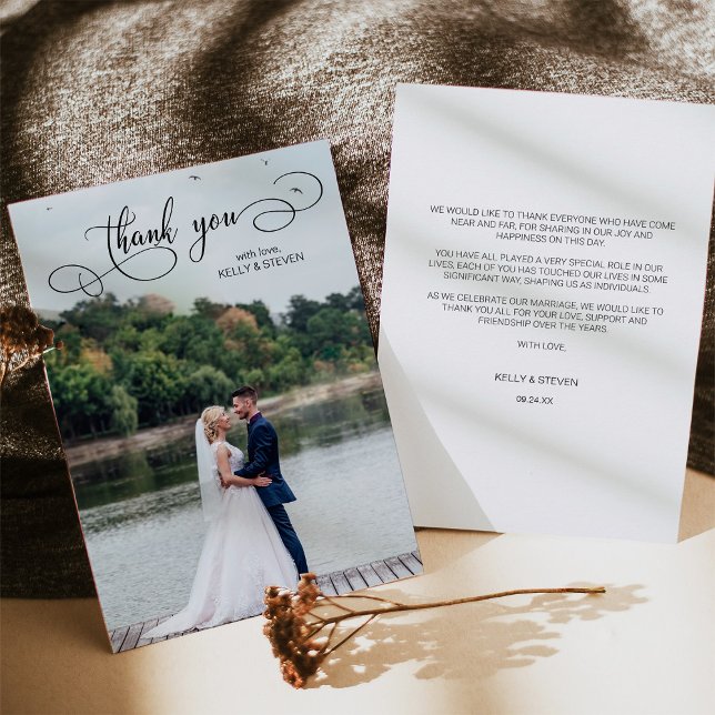 Calligraphie Mariage Photo Merci Cartes (Créateur téléchargé)