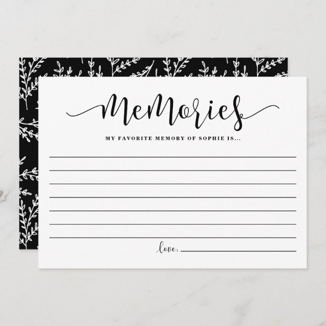 Calligraphie Mémoire préférée de la carte de marié (Devant / Derrière)