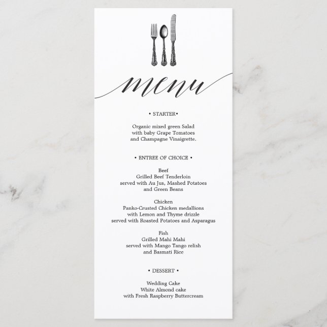 Calligraphie Menu Mariage - Menus Mariages (Devant)