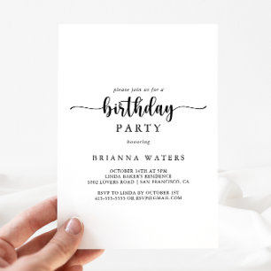 Calligraphie minimaliste Invitation de fête d'anni