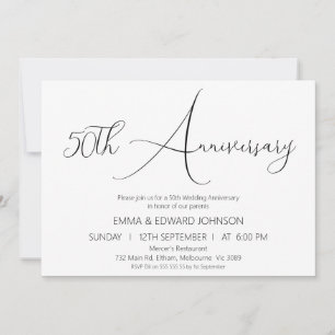 Calligraphie minimaliste Invitation du 50e anniver