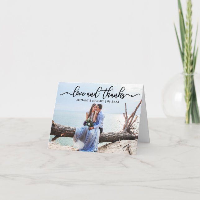 Calligraphie moderne Aimer et Merci Mariage Note (Devant)