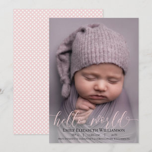 Calligraphie moderne Baby Girl Faire-part photo