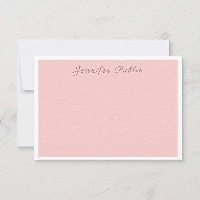 Calligraphie moderne Blush Pink Élégant Modèle (Devant)