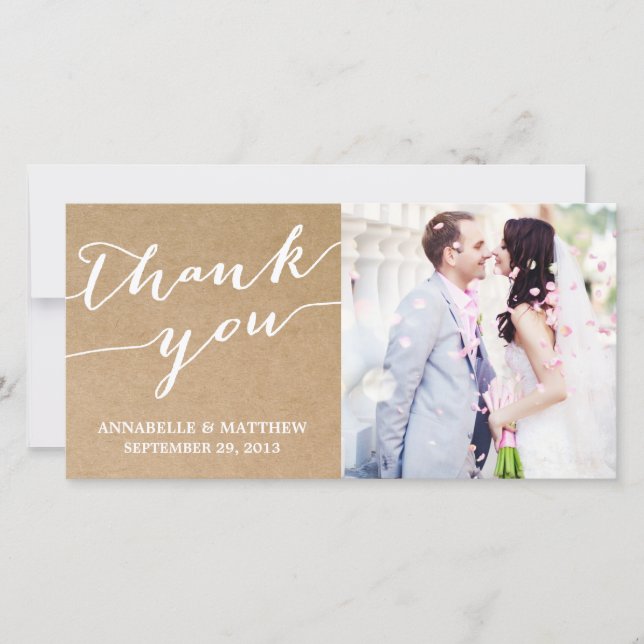 CALLIGRAPHIE MODERNE | CARTE PHOTO mariage MERCI (Devant)