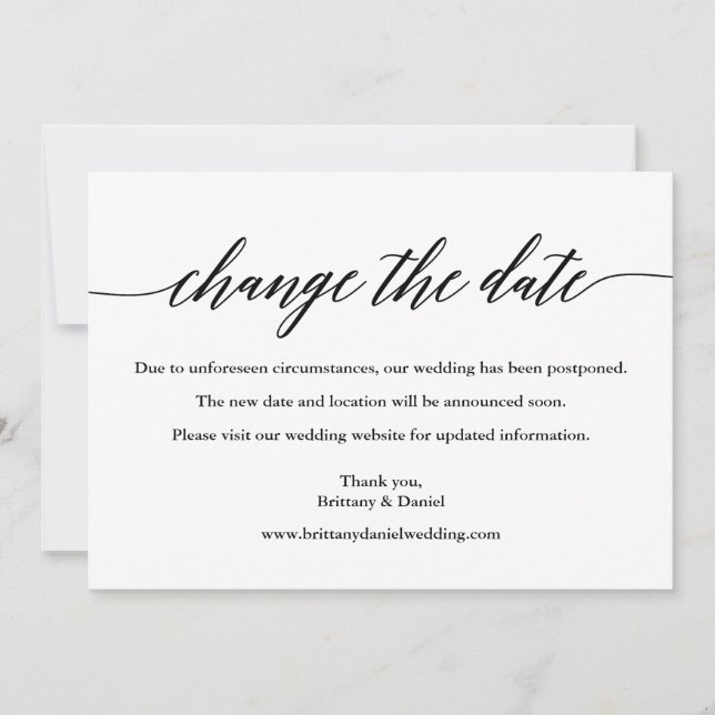 Calligraphie Moderne Changer La Carte Mariage Date (Devant)