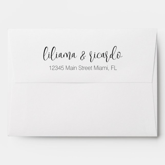 Calligraphie moderne Couples Nom Enveloppe Mariage (Dos (Haut rabat))