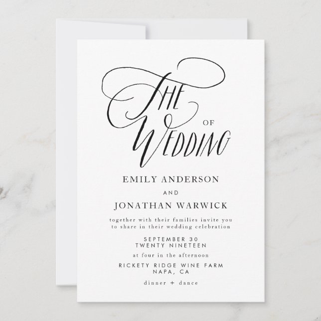 Calligraphie moderne Faire-part de mariage simple (Devant)