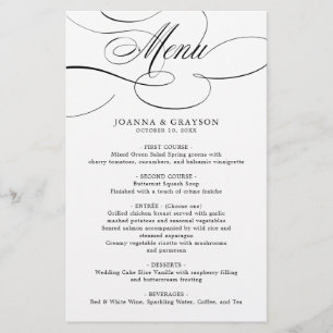 Calligraphie moderne intemporel noir mariage Menu