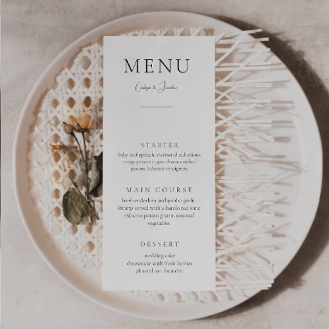 Calligraphie moderne Menu Mariage minimaliste (Créateur téléchargé)
