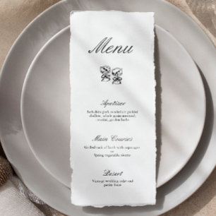 Calligraphie moderne Menu Mariage noir et blanc