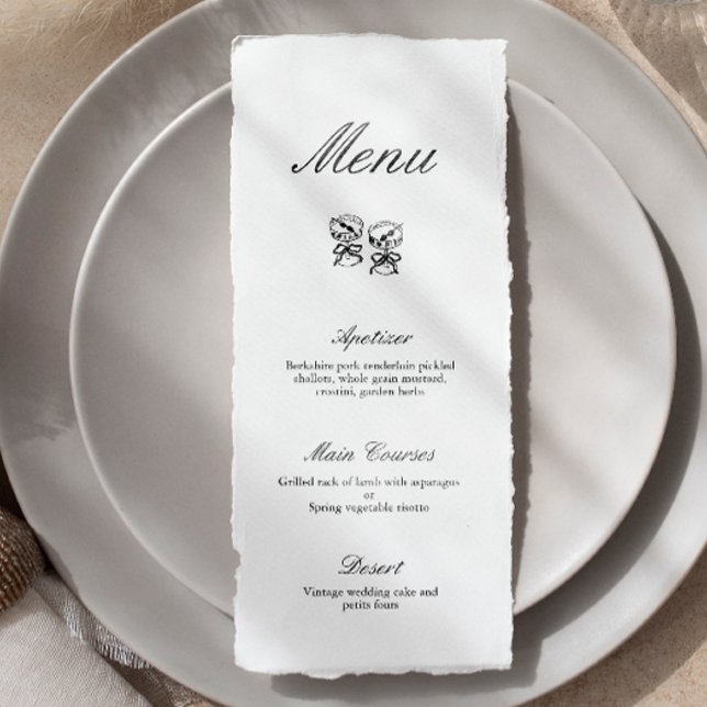Calligraphie moderne Menu Mariage noir et blanc (Créateur téléchargé)